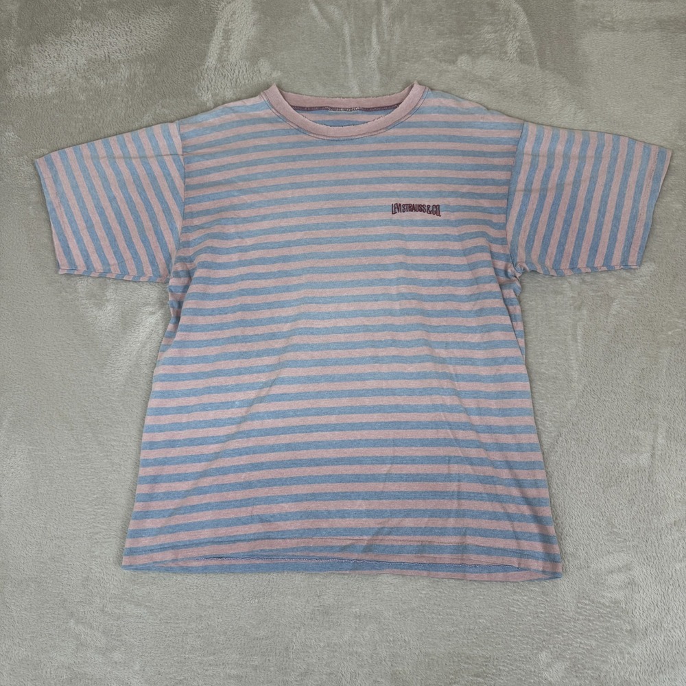 Vintage 90s Levi Strauss & Co. Shirt Mens Large Pink Blue Preowned Striped Tee